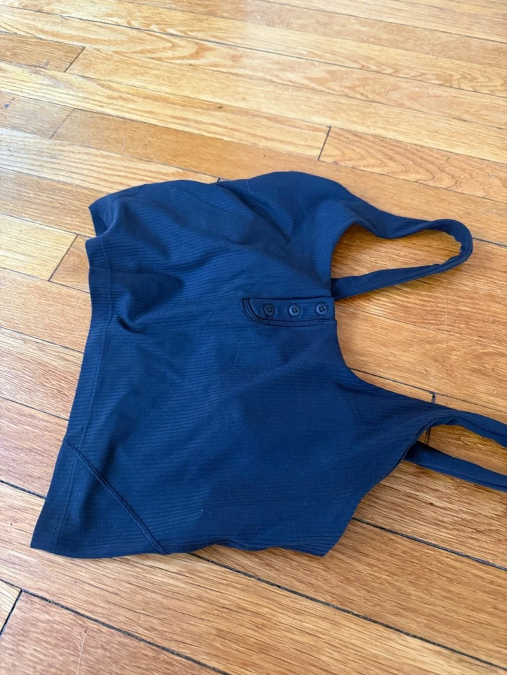 Lululemon Ribbed Button-Front Crop Tank Top - Black - Picture 3 of 7